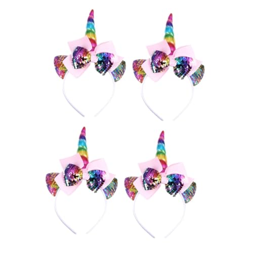 FOMIYES 4 Stück einhorn stirnband Weihnachtsdekoration Halloweenkostüm Haarbänder Geschenke Festival-Haarreifen Cartoon-Kopfschmuck einzigartig Kopfbedeckung Kleid Haarring Kind schmücken von FOMIYES