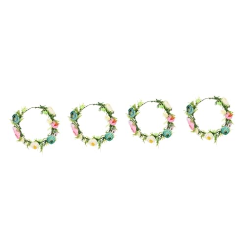 FOMIYES 4 Stück Künstlicher Rosenkranz Blumenkopfschmuck Für Frauen Festkranz Blumen Tiara Grünes Blatt Stirnband Hochzeit Blumenstirnband Braut Die Blumen Seidentuch Reisefotografie von FOMIYES