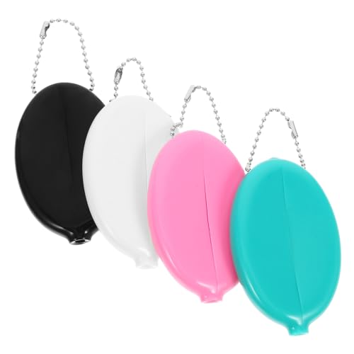 FOMIYES 4 Stück ovale Geldbörse ovale Münzhalter Bunte Geldbörse ovale Münztasche süße Münztüte Münzbeutel zusammendrücken Vintage Geldbeutel Schlüsselanhänger Tasche lustige Geldbörse PVC von FOMIYES