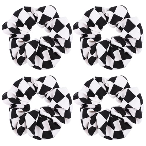 FOMIYES 4 Stück schwarz und weiß kariertes Haarseil Zubehör Para Mädchen Haargummis trendige Accessoires Haargummis Halter Haargummis für Damen Haar weiß Scrunchies Chiffon süß von FOMIYES
