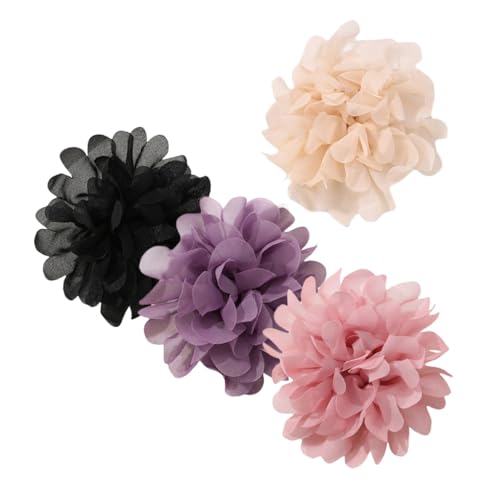 FOMIYES 4 Stücke Retro Stoff Blumen Anstecknadeln Vintage-inspirierte Lapel Pins Sichere Hautfreundliche Hochzeit Bankett Party Schmuck Accessoires für Damen in Schwarz Beige Violett von FOMIYES