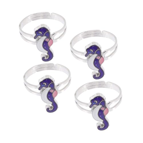 FOMIYES 4 Teiliger Farbwechsel Seepferdchenring Offener Ehering Verstellbare Ringe Stapelbare Ringe Für Damen Offener Metallring Kostümringe Trendige Ringe Damenringe Fingerring von FOMIYES