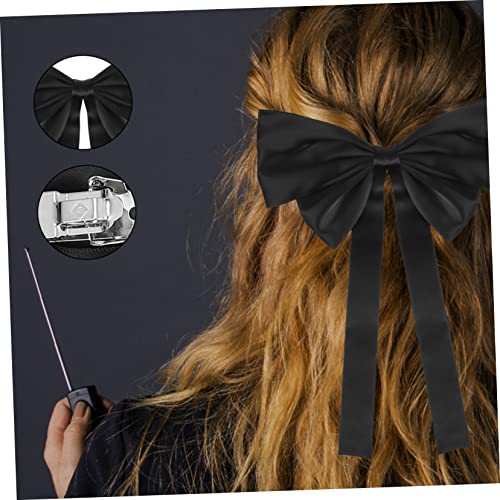 FOMIYES 4 Teiliges Haarschleifen Damen Große Satin Haarspangen in Rot und Schwarz Vintage Schleifen Haarclips für Eleganten Look Vielseitig für Alltag und Besondere Anlässe Geeignet von FOMIYES