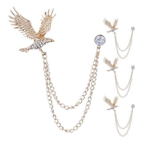 FOMIYES 4-teilige Herren-Brosche mit Kette, Legierung und Strass, Reversschmuck für Anzüge, Mäntel und Jacken. Stilvolles für formelle oder Anlässe. von FOMIYES