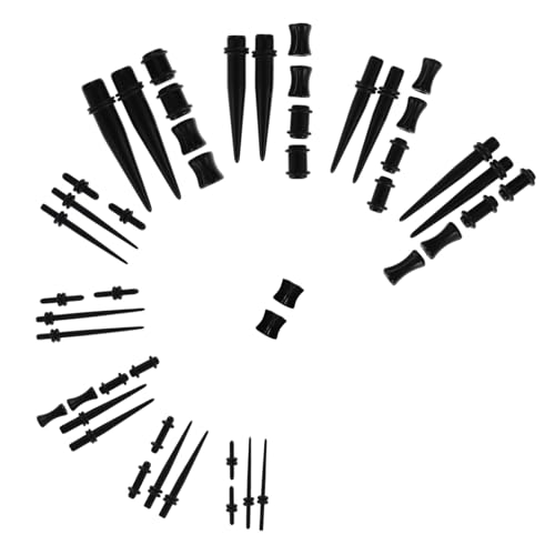 FOMIYES 48 Stück Teiliges Herzform Ohr Stretching Kit Leichtes Langlebiges Ear Gauges Set Atmungsaktive Sichere Ohrpiercing Schmuck für Frauen und Männer Ohrdehner Zubehör von FOMIYES