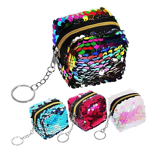 FOMIYES 4Stücke Münzhandtaschen mit Reißverschluss Pailletten Design Bunt Mini Geldbörsen für Organisieren von Kleinigkeiten von FOMIYES