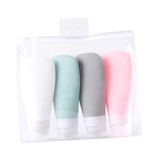 FOMIYES 4Stücke Silikon Reiseflaschen Nachfüllbare Reisebehälter für Lotionen Duschgel Shampoo und Handcreme Auslaufsicher mit Tragetasche für Unterwegs von FOMIYES
