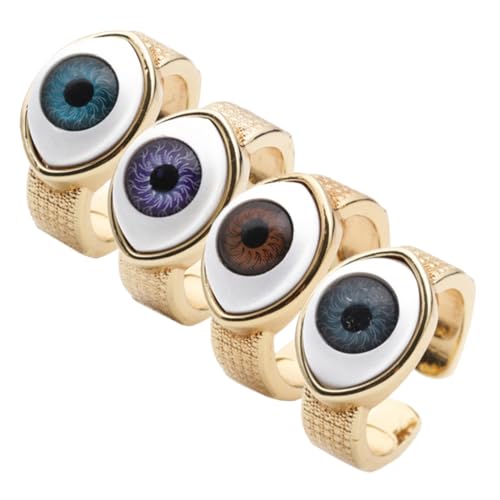 FOMIYES 4stücke Evil Eye Für Und Frauen Kupferring Mit Bösem Blick Auge Finger-schmuck Für Partys Zeremonien Und Alltag von FOMIYES