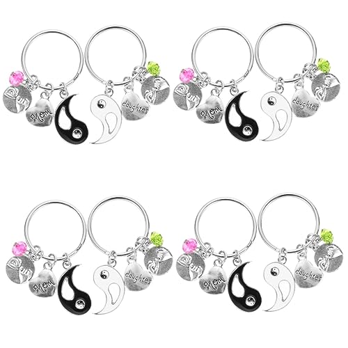 FOMIYES 4paare Pärchen Schlüsselanhänger Für Und Tochter Schwarze Und Weiße Yin Schlüsselringe Passende Schlüsselanhänger Für Langlebig Und Leicht Stilvolle Taschenanhänger Für von FOMIYES