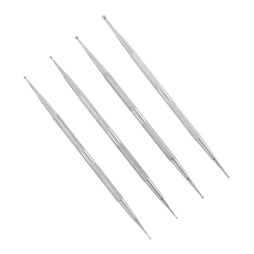 FOMIYES 4pcs Nagelkunst-punktstift Eingewachsen Schublade Polieren Led Spitze Werkzeug Nagelkunststift Besteck Abziehbilder Bürsten Nagelkunst-anhänger Löffel Üben Rostfreier Stahl Silver von FOMIYES