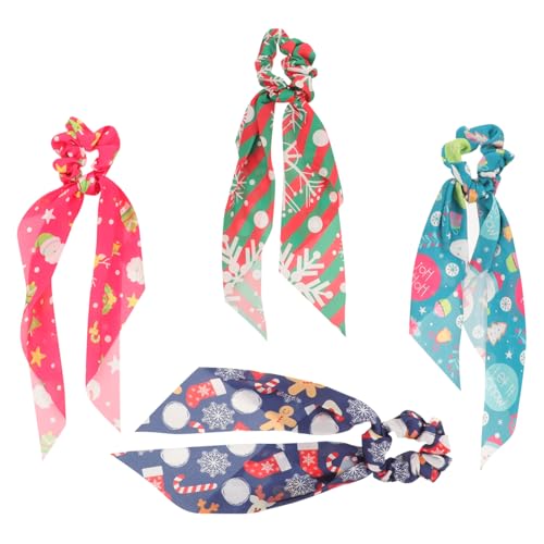 FOMIYES 4stücke Elastische Haarreifen Mit Weihnachts Motiven Für Alltag Und Party Haarschmuck Für Junge Mädchen Und Erwachsene Weihnachtsfarben Und Muster von FOMIYES