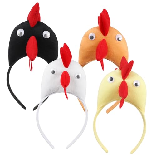 FOMIYES 4stücke Hühnchen-kopfbedeckung Lustiges Kostüm-stirnband Für Tierfeste Und Partys Bequem Und Strapazierfähig Accessoires Für Feiertage Und Feierlichkeiten von FOMIYES