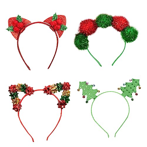 FOMIYES 4stücke Katzenohr Haarband Dekorativer Stirnband Party Kopfbedeckung Weihnachtsbaum Haarreif Schönes Stirnband von FOMIYES