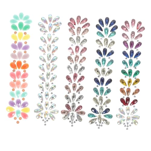 FOMIYES 5 Blätter Selbstklebende Wasserstein Aufkleber Gesichtsschmuck mit Glitzer für Halloween Rave Festival Party Leuchtende Auffällige Schmucksteine zum Aufkleben Stirn und von FOMIYES