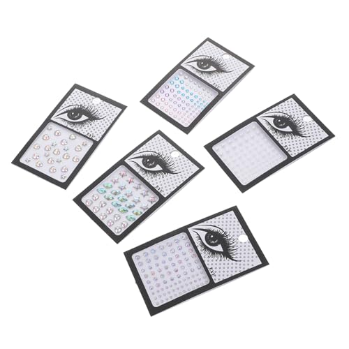 FOMIYES 5 Blätter Teiliges Face Jewels Stick Ohrringe für Mädchen Selbstklebende Wiederverwendbare Gesichts und Nagelsteine mit Perlen und Glitzer Einfach Anzubringen Entfernen von FOMIYES