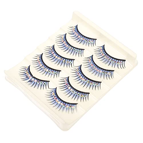 FOMIYES 5 Paare Diamant Falsche Wimpern Frauen Wispy Wimpern Lange Streifenwimpern Glitzerwimper Fürs Auge Latin Dance Wimpern 6d Mit Flügeln Harter Schaft Aus Chemiefaser Kosmetik von FOMIYES