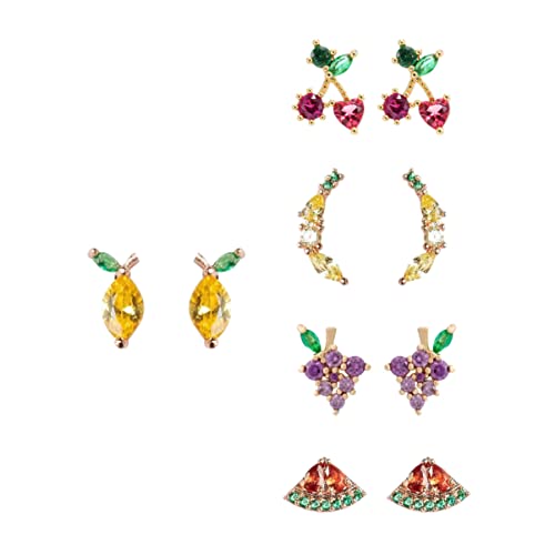 FOMIYES 5paare Obst Ohrringe Für Damen Kreative Ohrstecker Mit Obstmotiv Schlichte Und Vielseitige Ohrringe Aus Hochwertigem Material von FOMIYES