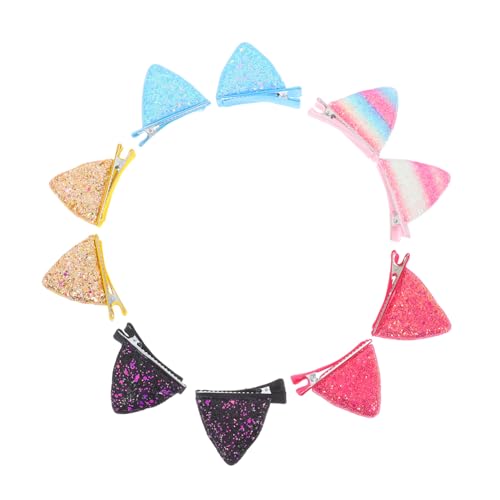 FOMIYES 5paare Katzenohren Haarspangen Mit Glitzernden Pailletten Für Frauen Mädchen Party Cosplay Halloween Weihnachten Tierohr Haarspange Druckknopf Clip Accessoire von FOMIYES