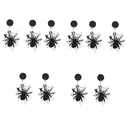 FOMIYES 5 Paare Halloween Ohrringe Spinnen Ohrstecker Damen Statement Gothic Ohrschmuck Leicht und Hautfreundlich Ohrstecker für Alltag und Festtagslooks von FOMIYES