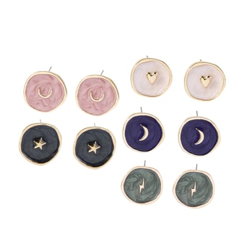 FOMIYES 5 Paare Kleine Ohrstecker Damen Herz Mond Stern Ohrschmuck Modisch Langlebig Geeignet für Partys Hochzeit Alltag von FOMIYES