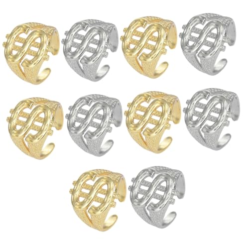 FOMIYES 5 Sätze Hip Hop Dollarzeichen Ringe Für Herren Verstellbare Offene Finger Ringe Modischer Schmuck Für Männer Für Alltag Und Besondere Anlässe 2 Stück * 5 von FOMIYES