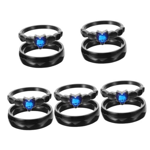 FOMIYES 5 Sätze Ringe Für Schwarze Blaue Zirkonia Eheringe Versprechen Ringe Für Damen Herren Hochwertige Finger Schmuckstücke Für Verlobung Hochzeit Männer Frauen 2 Stück * 5 von FOMIYES