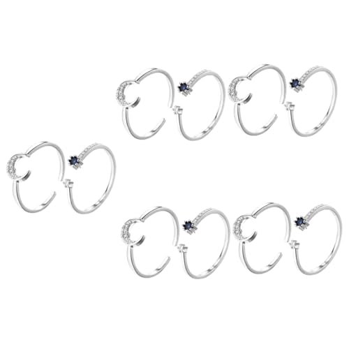 FOMIYES 5 Sätze Teiliges Verstellbares Offenes Ring Für Damen Kreative Stern Designs Partys Besondere Anlässe Schmuck Für Frauen Platin 2 Stücke * 5 von FOMIYES