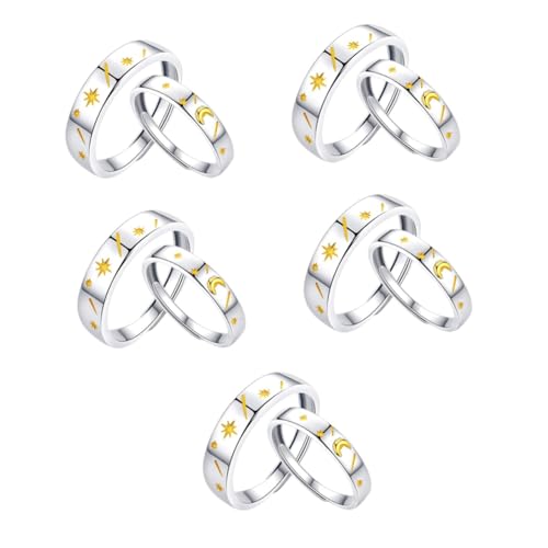 FOMIYES 5 Sätze Verstellbare Partner Ringe Mit Stern Romantische Finger Ringe Für Damen Herren Schmuck Für Verlobung Valentinstag Einzigartiges Design 2 Stück * 5 von FOMIYES