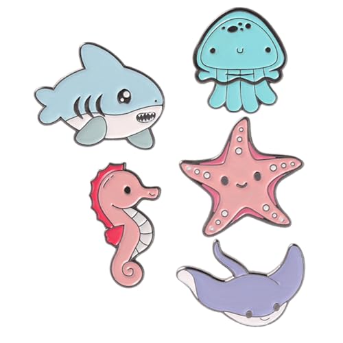 FOMIYES 5 Stck Teiliges Meeresbewohner Anstecknadeln Metallbroschen Cartoon Stil Niedliche Kleidung Brosche Pin für Jacken Taschen Schals Vielseitige DIY Bastelaccessoires von FOMIYES
