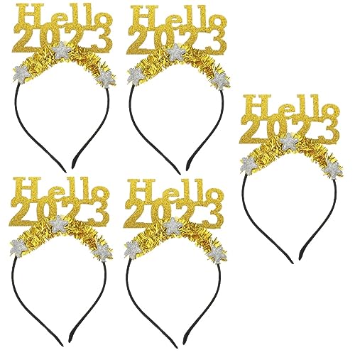 FOMIYES 5 Stück 2023 2023 Stirnband Schnapsgläser Weihnachtsdeko Tischdeko Haarschmuck Geschenk 2023 Party-haardekore Kopfschmuck Haarverzierung Neujahr Haarband Filzstoff Silvester Leiner von FOMIYES