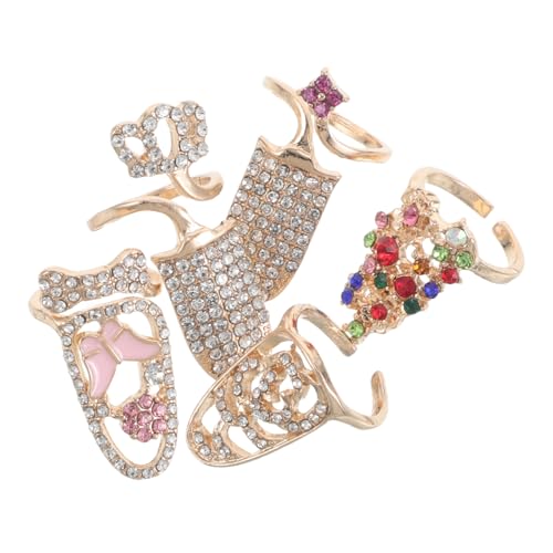 FOMIYES 5 Stück Funkelnde Strasssteine Verstellbare Öffnungsringe für Nagelkunst Fingeraccessoires für Frauen von FOMIYES