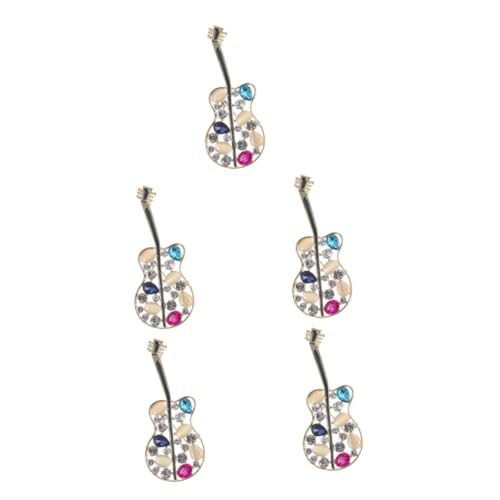 FOMIYES 5 Stück Gitarrenbrosche Musikalische Brosche Gitarrennadel Strassnadel Musikalische Reversbrosche Musik Reversnadel Instrumentenschmuck Musikbrosche Stellnadel Musikstift Legierung von FOMIYES