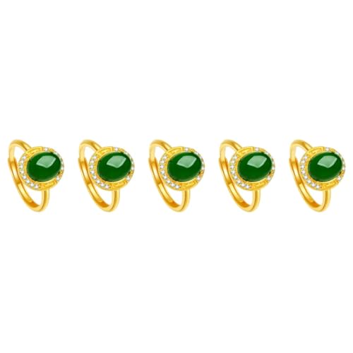 FOMIYES 5 Stück Jade Inlaid Ring für Damen Vergoldeter Finger Schmuck Stilvolle Ringe für Großmutter Perfektes für Muttertag für Partys Festlichkeiten von FOMIYES