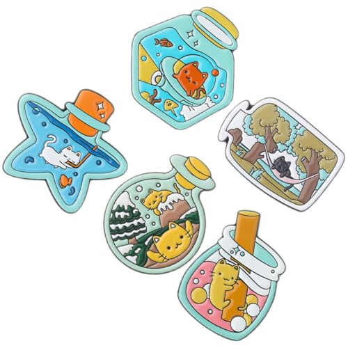 FOMIYES 5 Stück Katzenbroschen im Driftflaschen Design Niedliche Cartoon Anstecker für Frauen Vielseitige Schmuckstücke für Kleidung Taschen und Besondere Anlässe von FOMIYES