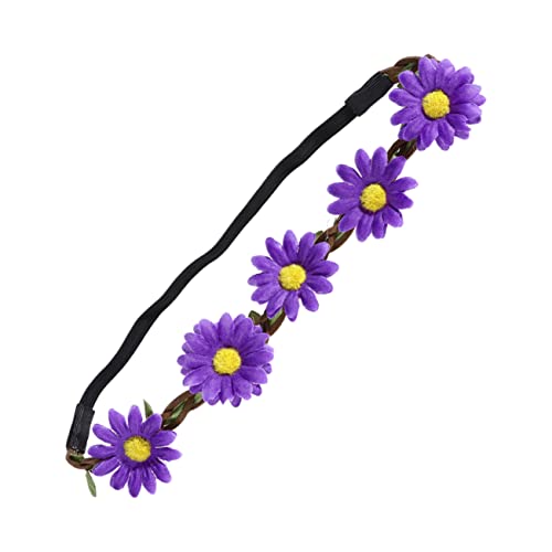 FOMIYES 5st Stirnband Mit Blumengirlande Blumenhaarband Blumenstirnbänder Für Frauen Hawaiianisches Blumenstirnband Haarkranz Blumen-haarschmuck Mädchen Violett Kronenblume von FOMIYES