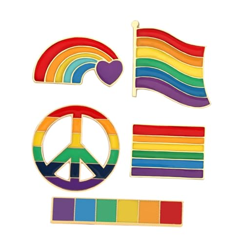 FOMIYES 5 Stück Regenbogen Broschen Anstecker aus Legierung Bunte Pins für Damen Rucksack Kleidung DIY Schmuck Abzeichen Kreative Formen Vielseitig Tragbar von FOMIYES