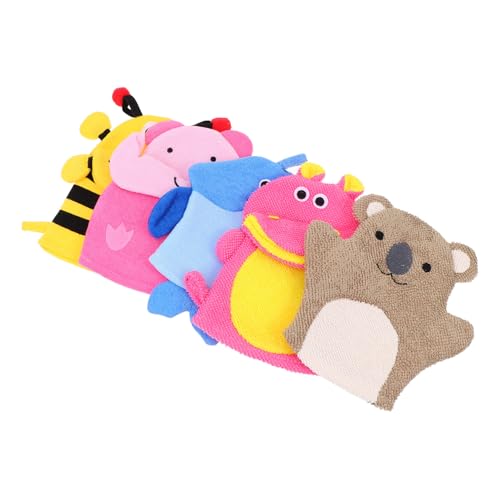 FOMIYES 5 Stück Teiliges Badehandschuhe Cartoon Tierform Weiche Peeling Waschhandschuhe Sanfte Reinigung für Zarte Kinderhaut zum Baden von Junge Mädchen und Kleinkindern von FOMIYES