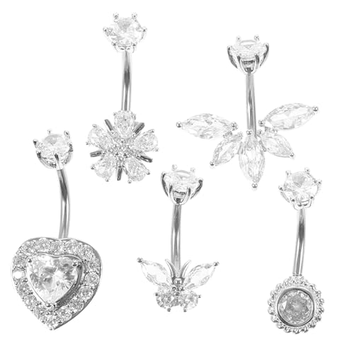 FOMIYES 5 Stück Teiliges Bauchnabelpiercing Damen mit Zirkonia Zierliche Bauchnabelringe mit Schimmernden Anhängern Elegantes Piercing Schmuck Stilvolle Bauchverzierung von FOMIYES