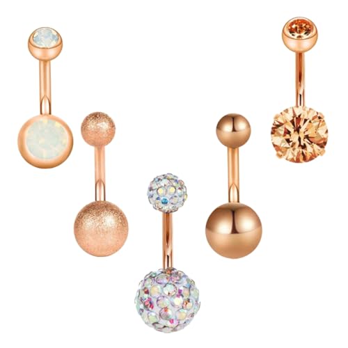 FOMIYES 5 Stück Teiliges Bauchnabelpiercing aus Edelstahl mit Funkelnden Strasssteinen Rostfrei Hautfreundlich Modische Nabelschmuck für Damen für Party Tanz und Alltag von FOMIYES