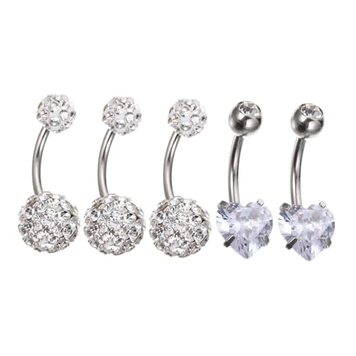 FOMIYES 5 Stück Teiliges Bauchnabelpiercing aus mit Zirkonia Hypoallergen Innenschraube Bauchnabelringe Damen und Hautfreundlich Geeignet für Individuelles Body Piercing von FOMIYES