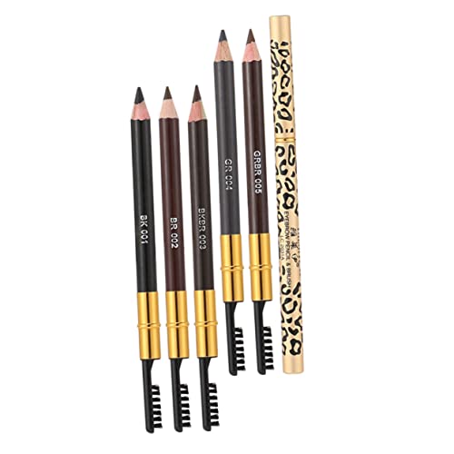 FOMIYES 5 Stück Teiliges Dual Ended Augenbrauenstifte mit Bürste und Schweißfest Farben Schwarz Hellbraun Mittelbraun Dunkelbraun Präzises Kosmetik Tool für Natürliche Konturen von FOMIYES