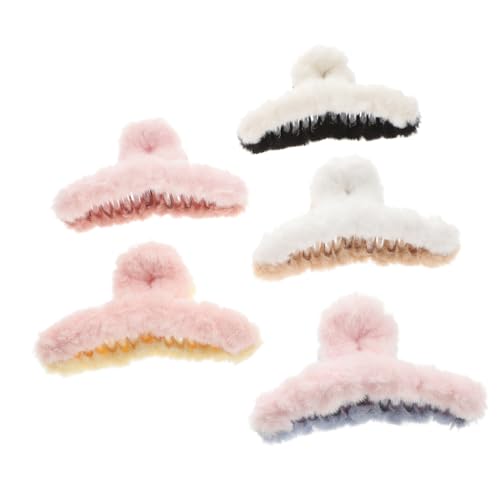 FOMIYES 5 Stück Teiliges Flauschige Haarklammern mit Rutschfesten Zähnen Mittelgroß Vielseitig für Dickes und Dünnes Haar für Alltag Beauty Routine und für Frauen Zufällige Farbe von FOMIYES