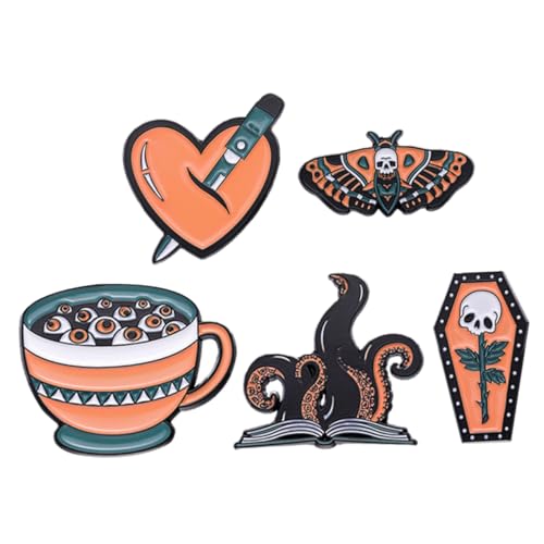FOMIYES 5 Stück Teiliges Halloween Broschen Kreative Anstecknadeln für Männer Stilvolle Kleidung Deko Lebendige Schädel Designs für Halloween Feiern von FOMIYES
