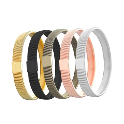 FOMIYES 5 Stück Teiliges Herren Armband Metall Elastische Armreifen Verschiedenen Farben Outfits Praktischer Halter für Hemdsärmel von FOMIYES