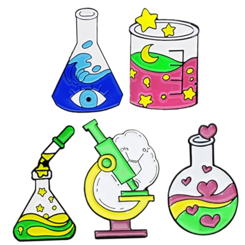 FOMIYES 5 Stück Teiliges Laborgeräte Broschen Set Emaille Pins Wissenschaftsmotive Anstecknadeln für Wissenschaftler als für Wissenschaftslehrer Leicht und Langlebig Passend für Hüte und von FOMIYES