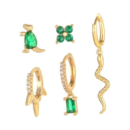 FOMIYES 5 Stück Teiliges Ohrschmuck mit Tiermotiven Creolen Ohrstecker Grünem für Damen Trendige Piercing Ohrringe für Hochzeiten Geburtstage Partys FOMIYES 5 Stück Teiliges Ohrschmuck mit Tiermotiven Creolen Ohrstecker Grünem für Damen Trendige Piercing Ohrringe für Hochzeiten Geburtstage Partys von FOMIYES