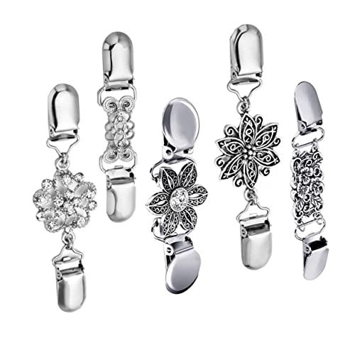 FOMIYES 5 Stück Teiliges Retro Strickjacken Clips aus Langlebiger Legierung Vintage Blumenmuster Vielseitiger Pullover Schal Verschluss für Damen für Hochzeit Party Zufällige Farbe von FOMIYES