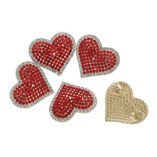 FOMIYES 5stücke Herzförmige Anstecknadel Mit Roten Strasssteinen Brosche Aus Legierung Für Damen Mantel Und Schal-zubehör Valentinstagsschmuck von FOMIYES
