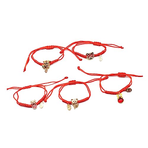 FOMIYES 5 Stück Teiliges Schnurarmband Handgefertigtes Glücksarmband für Chinesische Neujahr Symbolisiert Wohlstand und Schutz als für Familie und Freunde von FOMIYES