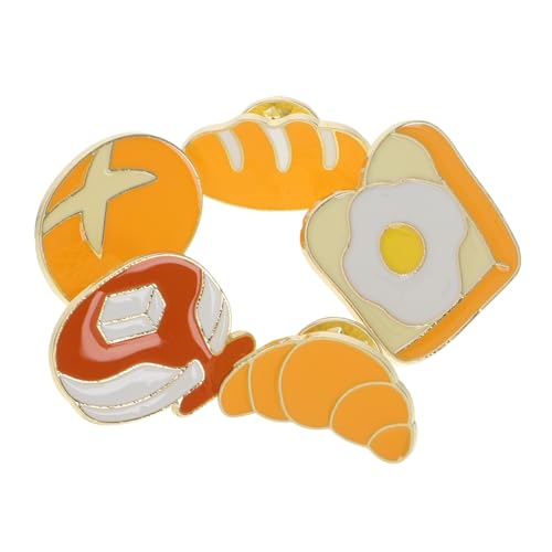 FOMIYES 5 Stück Teiliges Set Lustige Brotbroschen aus Langlebiger Zinklegierung Niedliche Croissant und Keks Designs Leichte Anstecknadeln für Rucksack Jacke Tasche Modisches Accessoire von FOMIYES